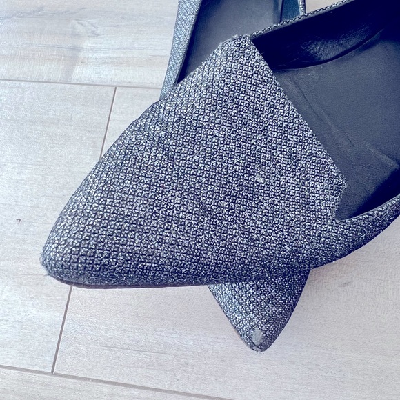 STUART WEITZMAN - fabric grey silver pointy flat ballet shoes  size 9.5 - Picture 3 of 15